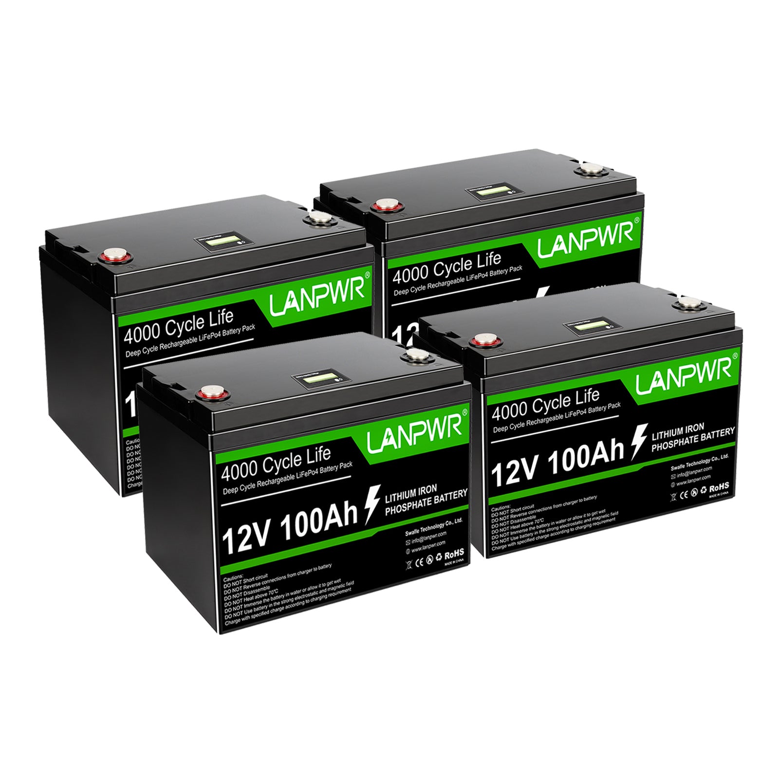 LANPWR 12V 100Ah LiFePO4 Battery, Built-in 100A BMS, 1280Wh Energy