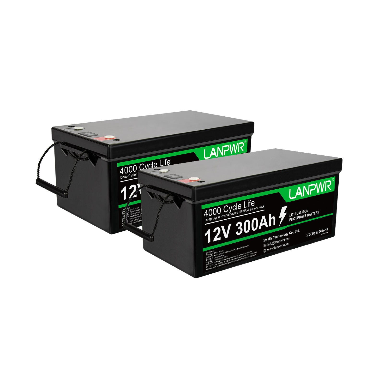 LANPWR 12V 300Ah Lithium Battery LiFePO4 Battery Max. Load Power 2560W for Camping, Motorhome, Solar Home System, Solar Trailer, Golf Carts, Boat and Off-Grid System